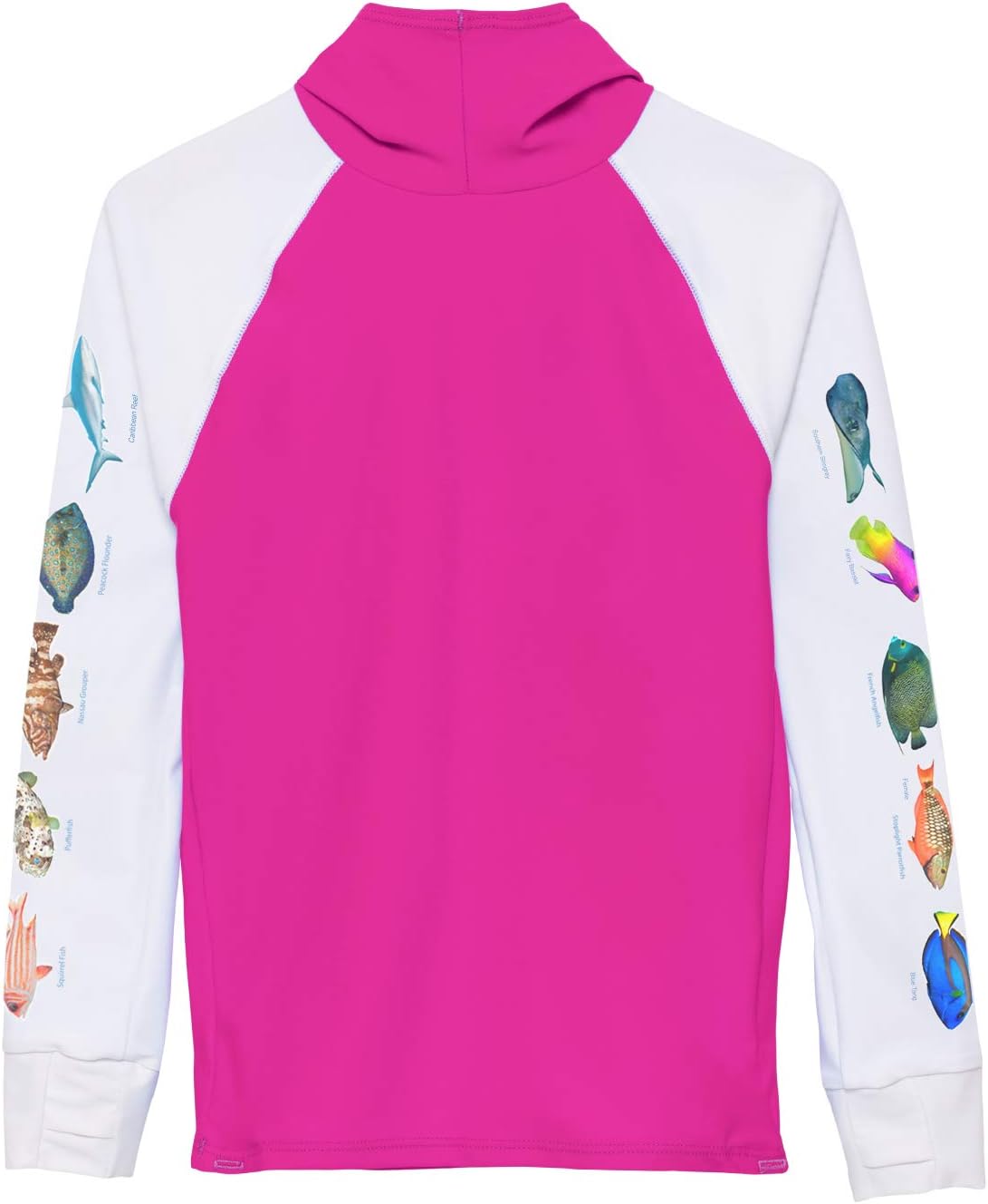 Tuga Girls Snorkel Hooded Rashguard, Caribbean Fish ID, UPF 50+, USA Made