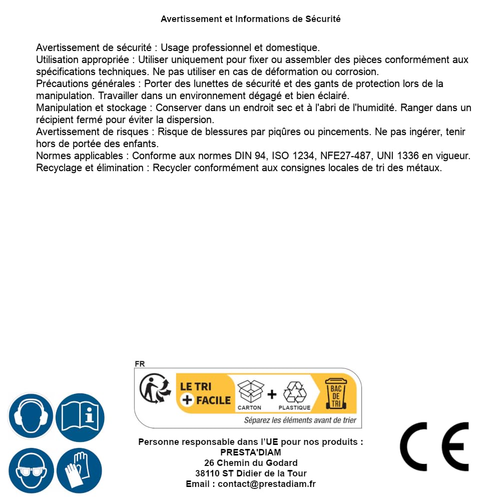 100 pasadores ranurados 5 x 100 mm - DIN 94 - ISO 1234 - NFE27-487 - UNI 1336 - Inox A4 - D-Work