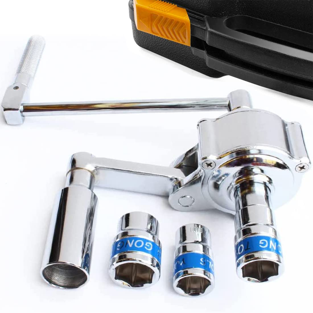 Torsion Torque Multiplier Wrench 1/2 drive 3200N.M Lug Nut Remover 16 Times Trans-Speed Labor Saving Wrench with 3 Free Socket Suitable for Most Vehicles