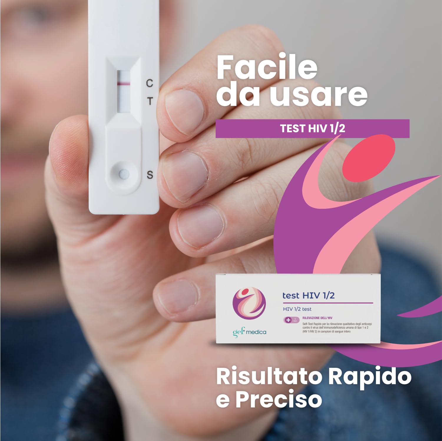 Gef Medica® 2x Autotest HIV‑1/2 Rapidi – Kit IgG/IgM a Casa 10 min | Rileva Anticorpi, Uso Riservato, CE