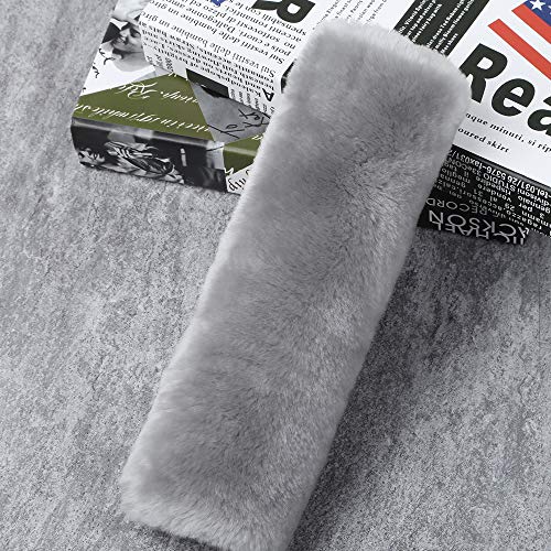 Image of OGLAND 2 Pack Sheepskin Car Seat Belt Cover Pads | Wool Seatbelt Cushions