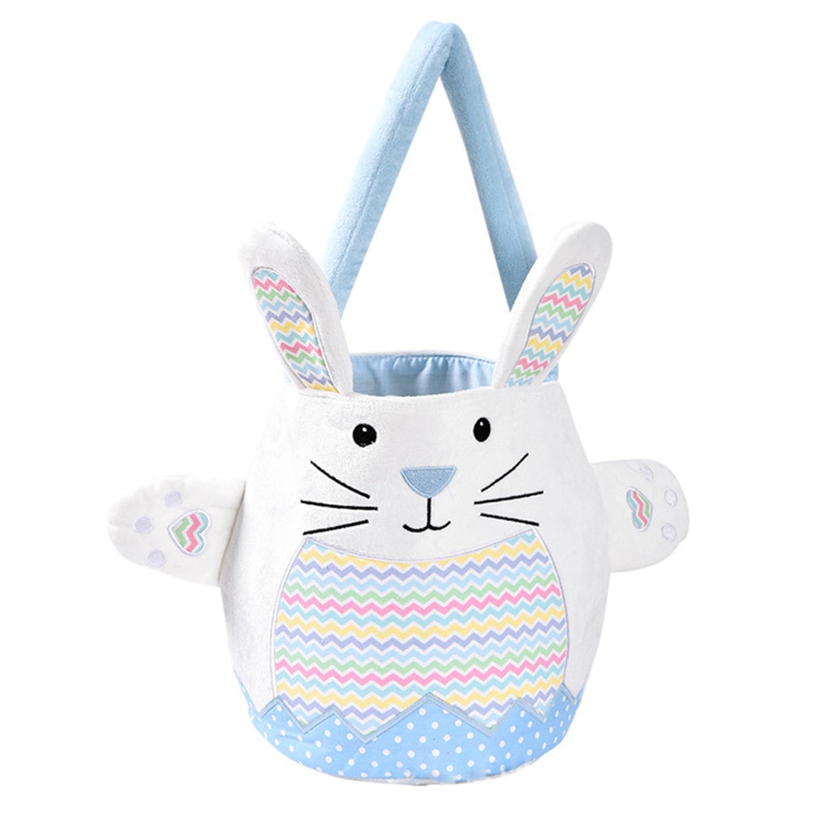 Efficient Fabric Easters Basket with Embroidered Striped and Spacious Interior Rabbits Fabric Basket for Gift Storage Easters Rabbits Storage