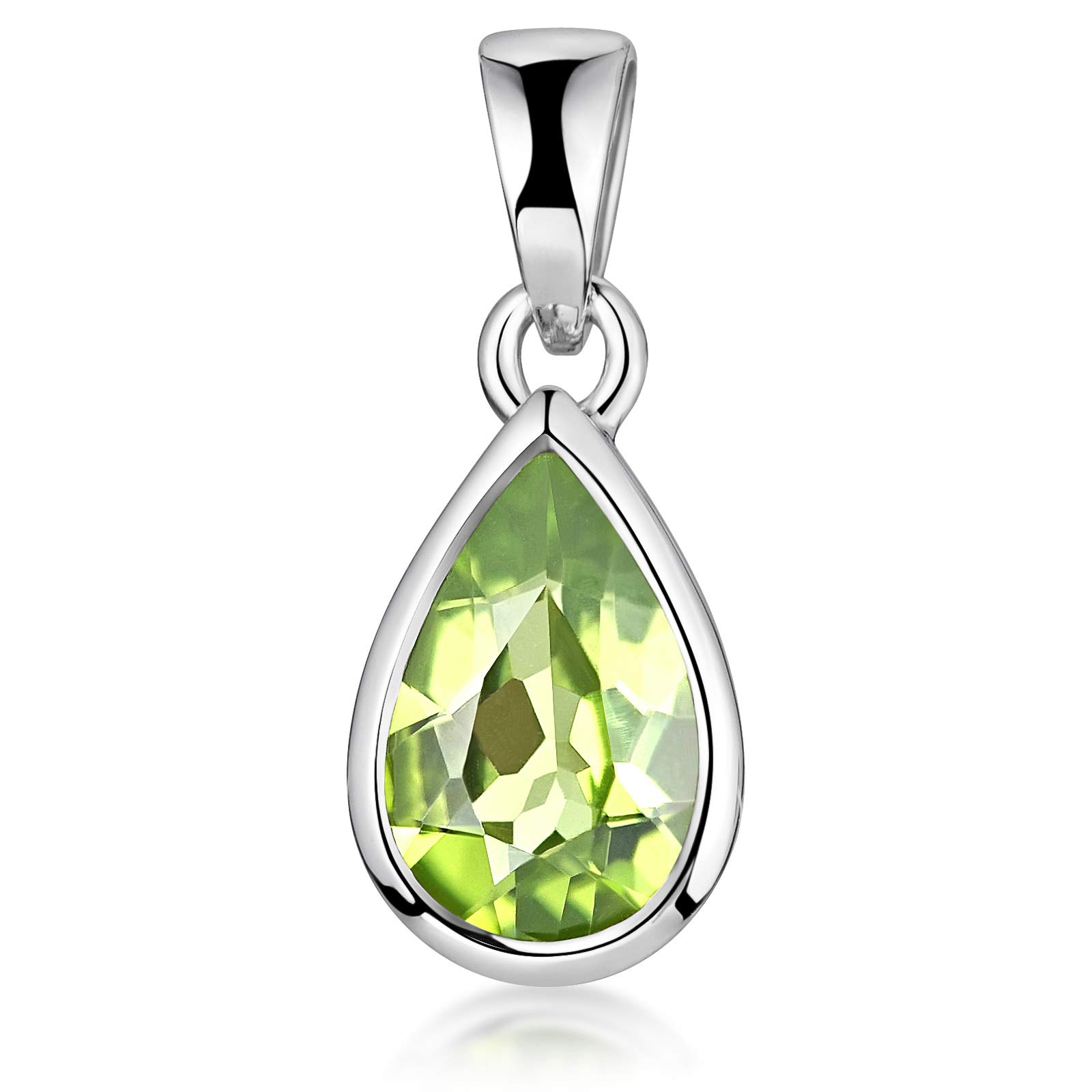 Peridot Anhänger Silber 925 grün Tropfen Edelstein KA-274 | Sterlingsilber rhodiniert wahlweise mit Kette inkl. Schmuck Box Made in Germany von MATERIA by Matthias Wagner