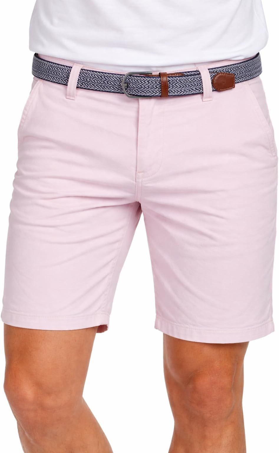 – Mens Cotton Oxford Chino Shorts with Belt, Regular Fit