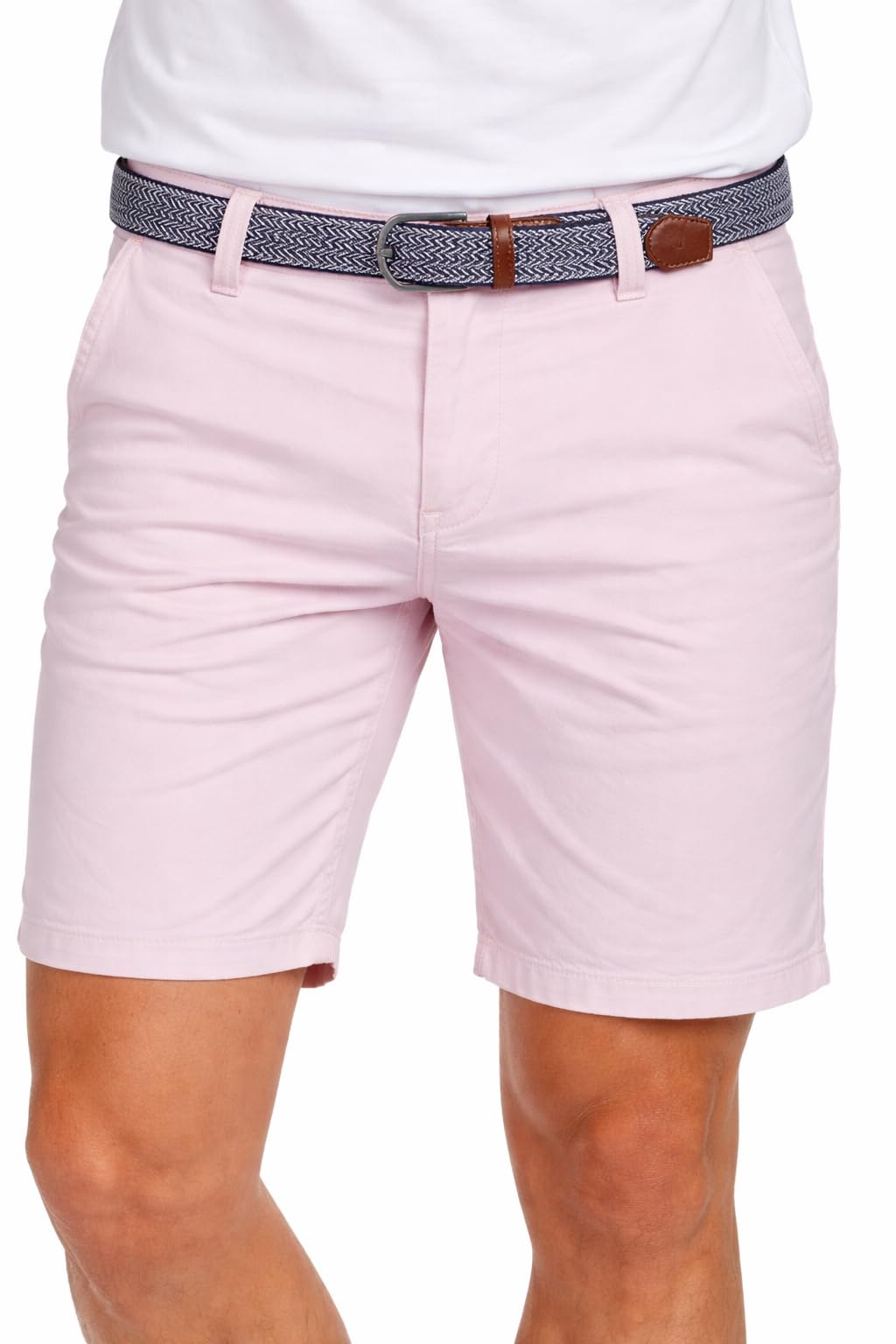 – Mens Cotton Oxford Chino Shorts with Belt, Regular Fit