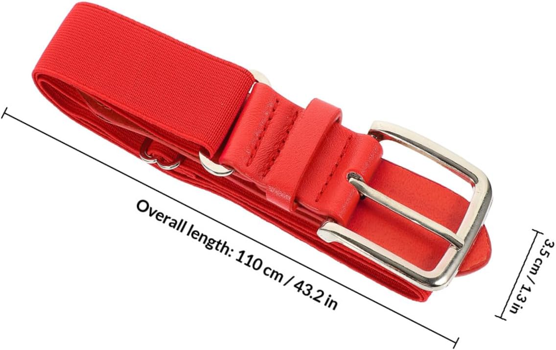 Elastic Baseball Belt Softball Belt Imitation Leather Adjustable Waistband Unisex Youth and Adult Sports Outdoor Red