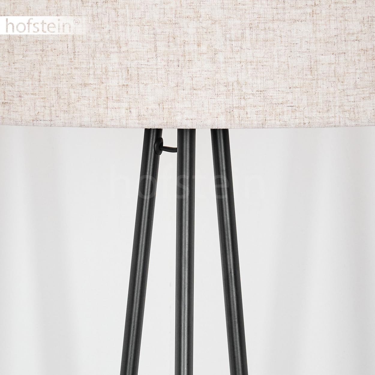 Stehleuchte Bassagoda, Stehlampe aus Metall/Stoff in Schwarz/Beige, Leuchte im modernen Design mit rundem Schirm (Ø 40 cm) u. Fußschalter, Höhe 152 cm, 1 x E27, ohne Leuchtmittel