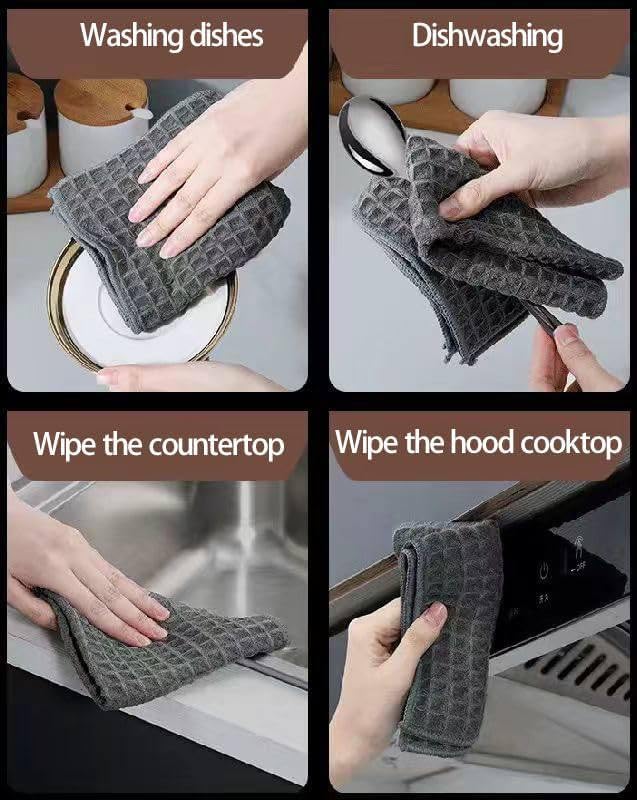 Cheshu Enterprise Napkins, Premium Cloth Napkins, Washable Napkins for Gifts,Highly Absorbent Multi-Purpose Dust and Dirty Cleaning Supplies,2 per Pack (Color : Gray, Size : 20x20cm) 3