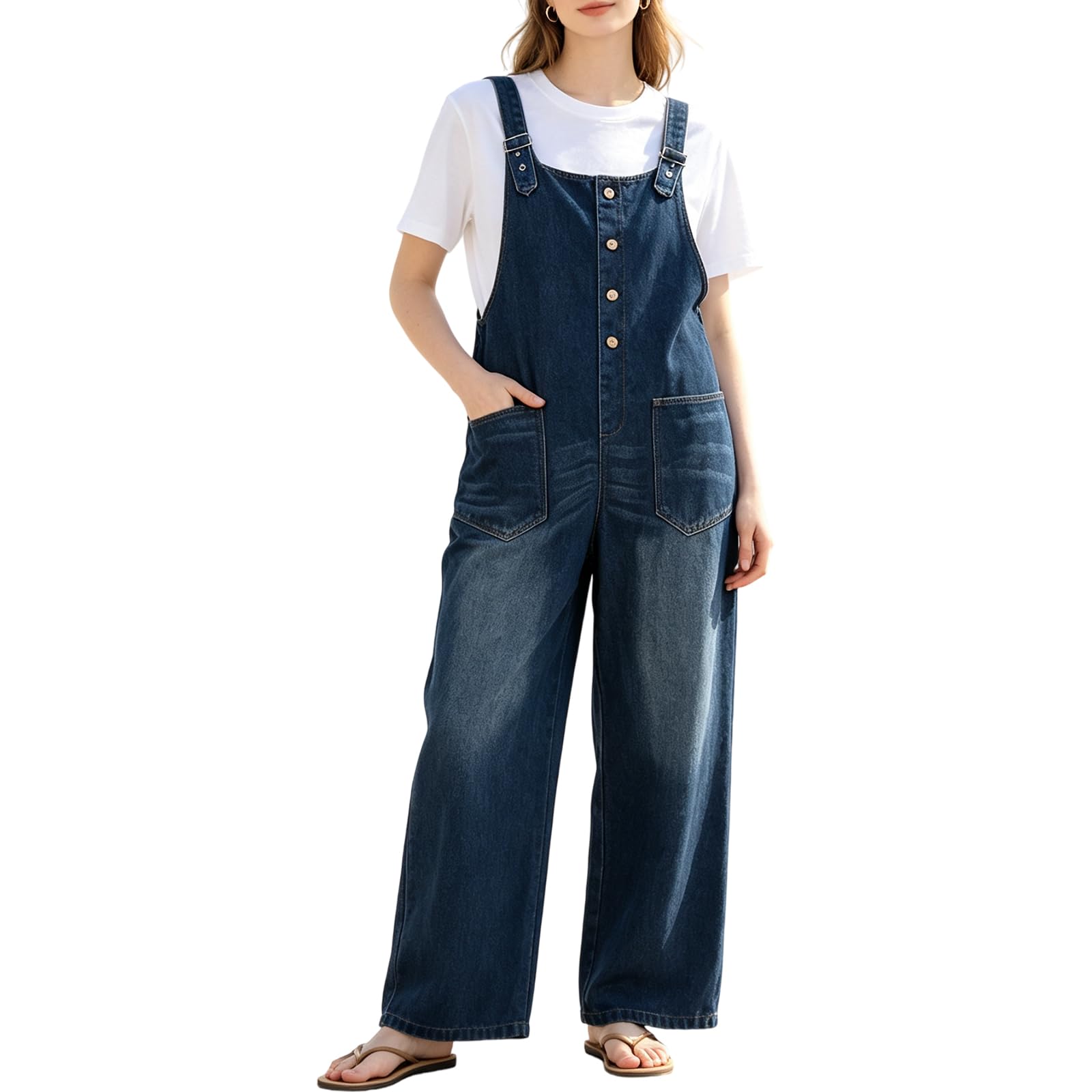 Tuta intera da donna, regolabile, blu, XXL | Cinghie regolabili, vestibilità comoda, versatile da indossare tutti i giorni, pratica moda quotidiana