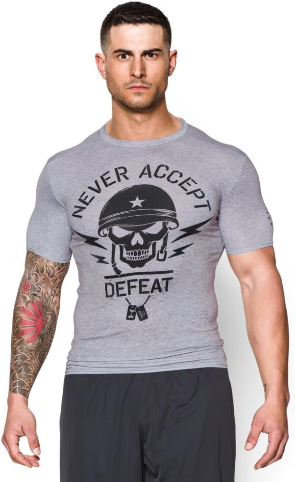 Under Armour Mens UA Freedom Army Compression Shirt Large True Gray Heather
