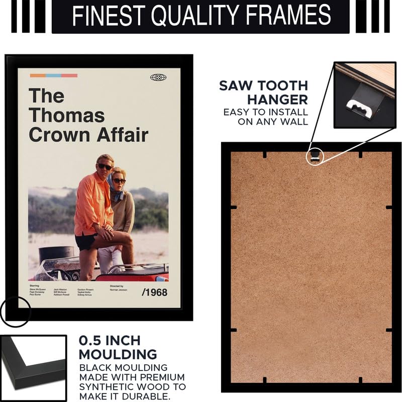 Image of BLINKART The Thomas Crown Movie Poster Frame 8x12 Inch | Premium 300 GSM Paper Wall Print | Mid Century Vintage Film Artwork for Home, Bedroom, Living Room, Office | Framed Photo Decor