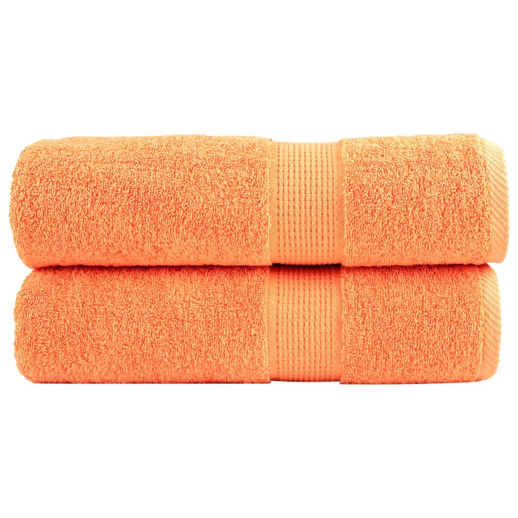 SOLUND Toallas de ducha de alta calidad, 2 unidades, color naranja, 70 x 140 cm, 600 g/m², toallas de algodón absorbentes, con colgador, para el hogar y el comercio