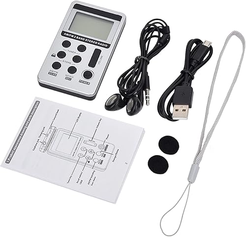 Miniatura 7 de Vnaovd Radio portátil de bolsillo AMFM, radio caminante de afinación digital pequeña con auriculares estéreo, radio de reproductor personal con