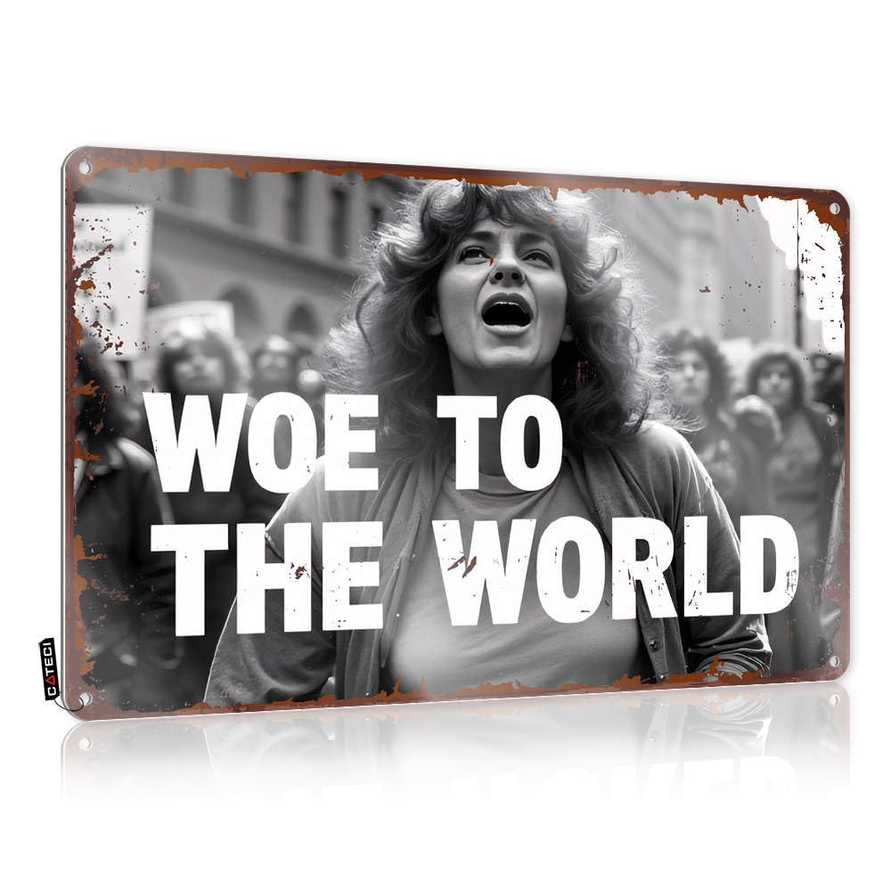 Signs For Garage Woe To The World Tin Sign Boys Bedroom Accessories Garage Tin Sign(30X40CM)