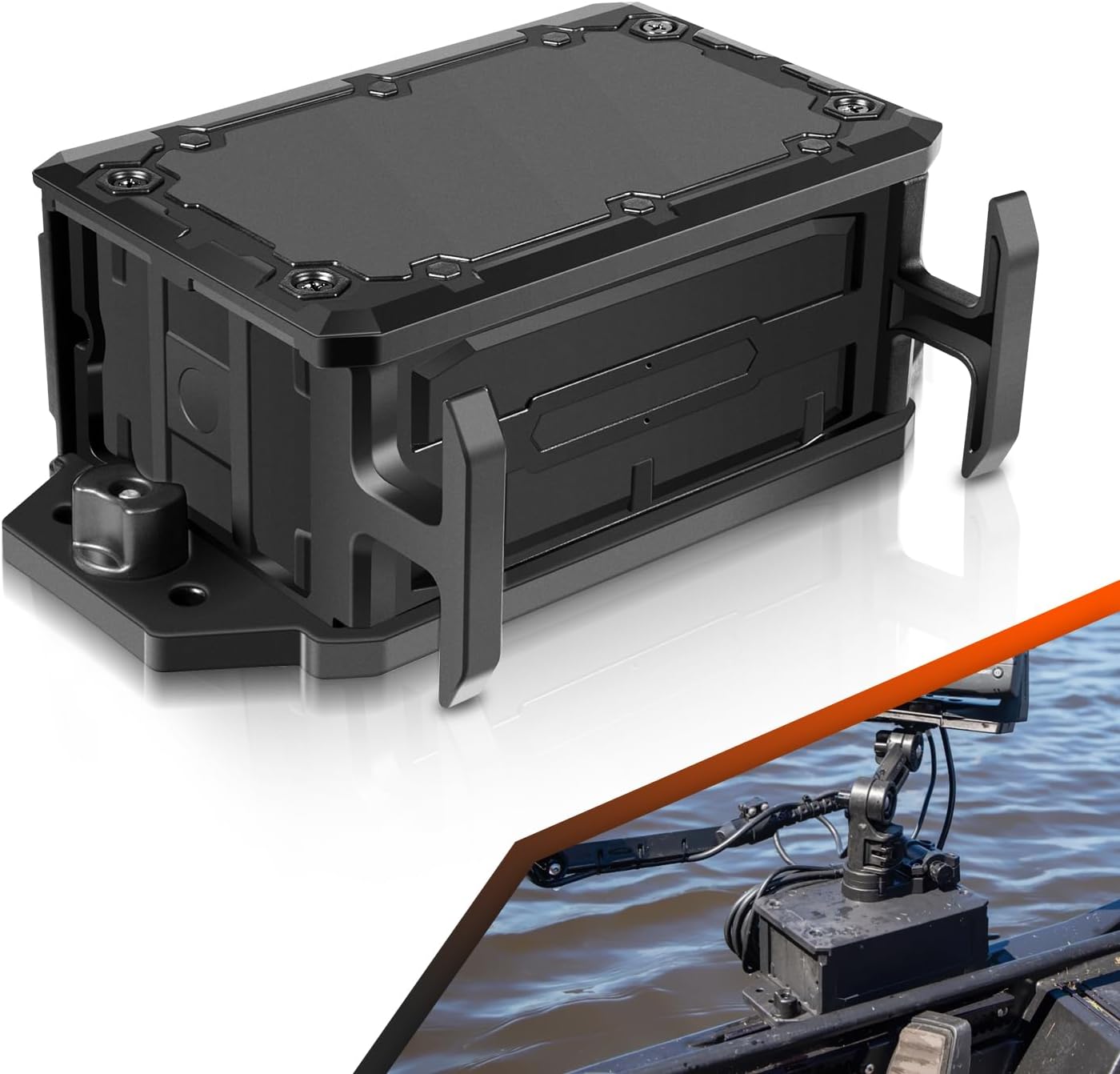 Track Mounted Battery Box for Fish Finders, Replace for YakAttack CellBlok (CLB-1002), Compatible with YakAttack Switchblade Transducer Arm, Fit for Most 7, 9, or 10 Ah 12v Batteries