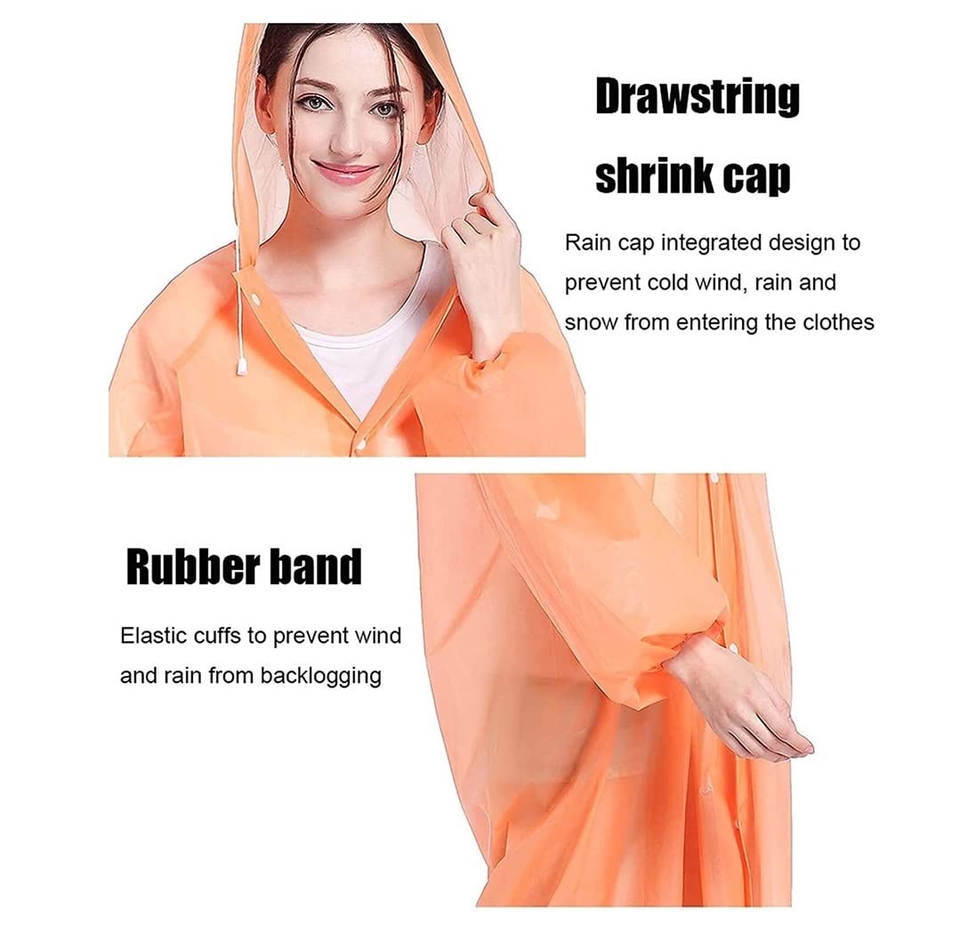 Capa de Lluvia Reutilizable Chubasqueros Largos De EVA 5 Uds, Poncho Lluvia Unisex Reutilizable, Chaqueta Con Capucha Plegable Ropa de Agua para Exteriores