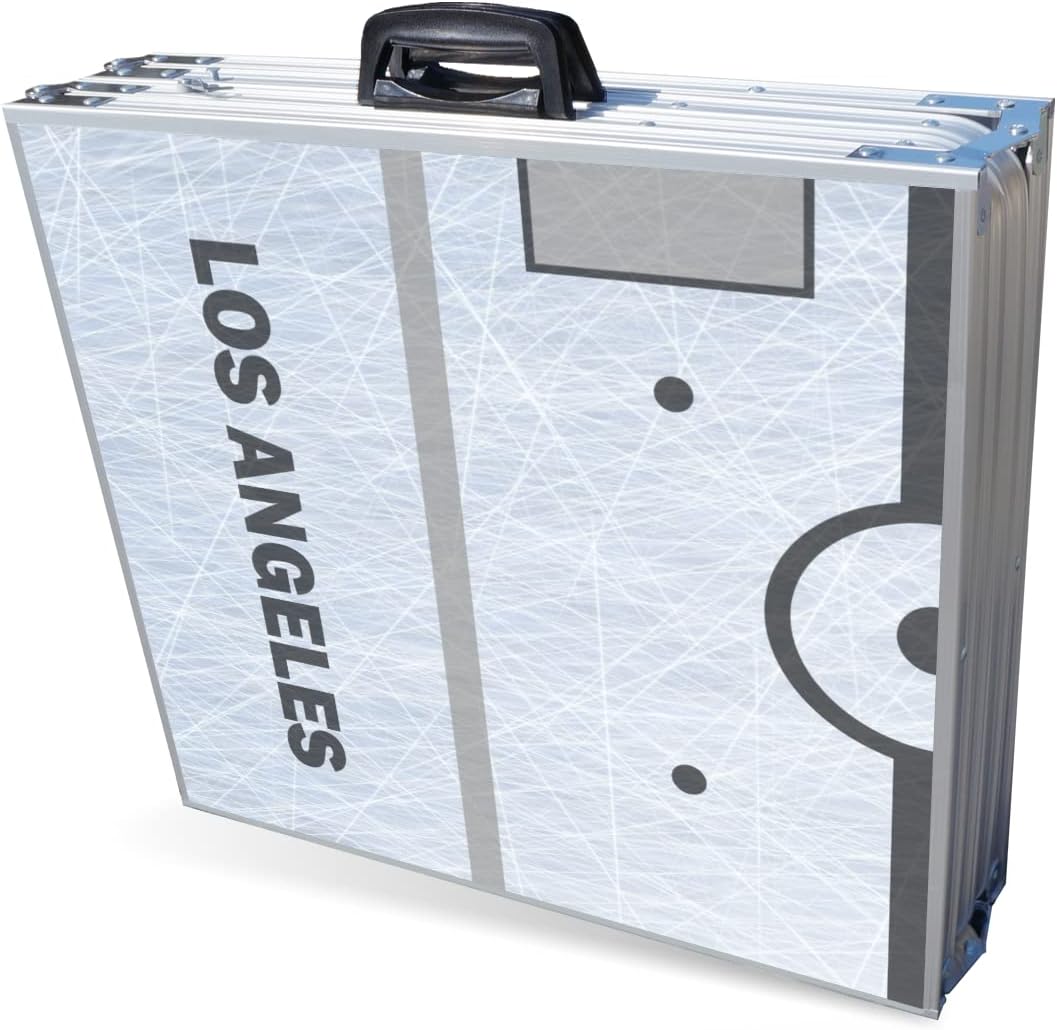 PARTYPONG 8-Foot Folding Portable Pong Table w/Optional Cup Holes & LED Lights - Los Angeles Hockey Rink (Choose Your Model)