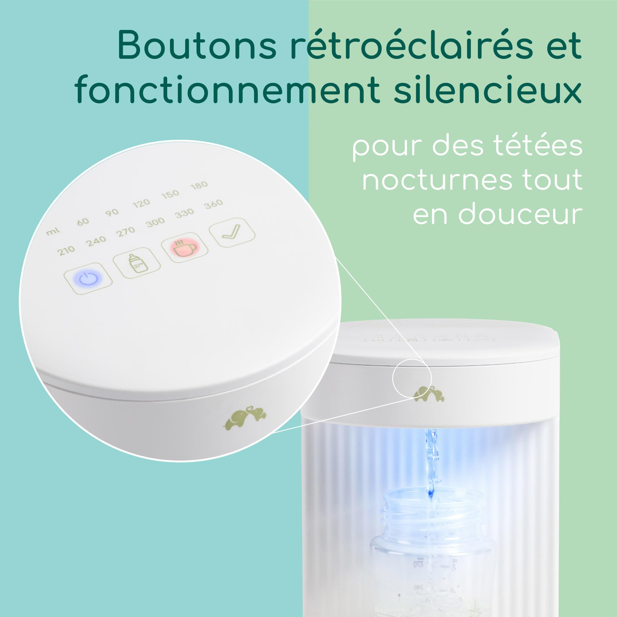 Bebeconfort Chauffe Biberon Instantané, Température Précise en Quelques Secondes, Chauffe Biberon Rapide et Silencieux, Distributeur D'eau Chaude (80 °C), Mémoire Intégrée, Autonettoyant