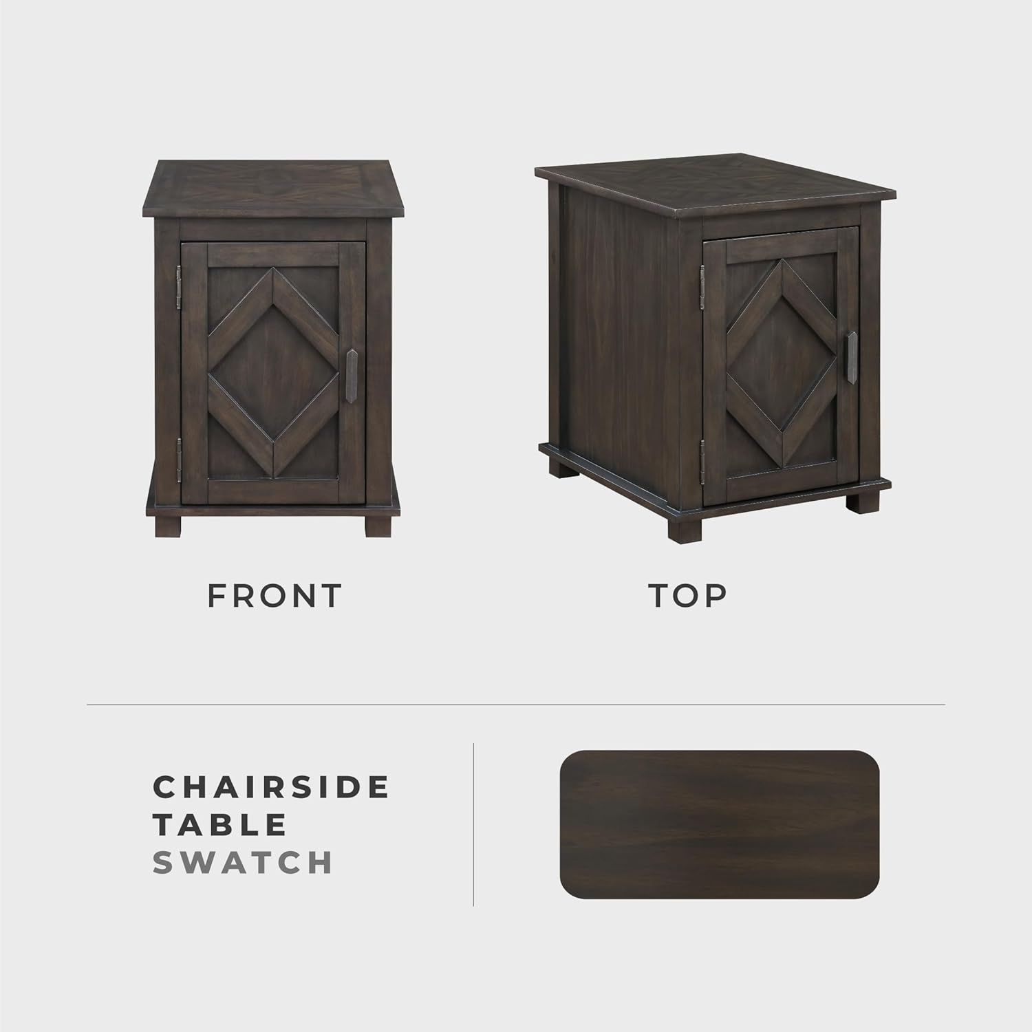 Lexicon Rectangle Wood Chairside End Table with One Door Cabinet Storage and Adjustable Shelf, Pine Wood Veneer Side Table for Contemporary Living Room, Easy Assembly, Brown