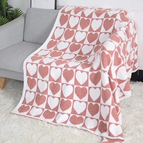 Miniatura 6 de Viviland Manta  Manta mullida de cuadrícula de ajedrez, tejida suave y acogedora manta de microfibra cálida para sofá, cama, viajes a casa (amor