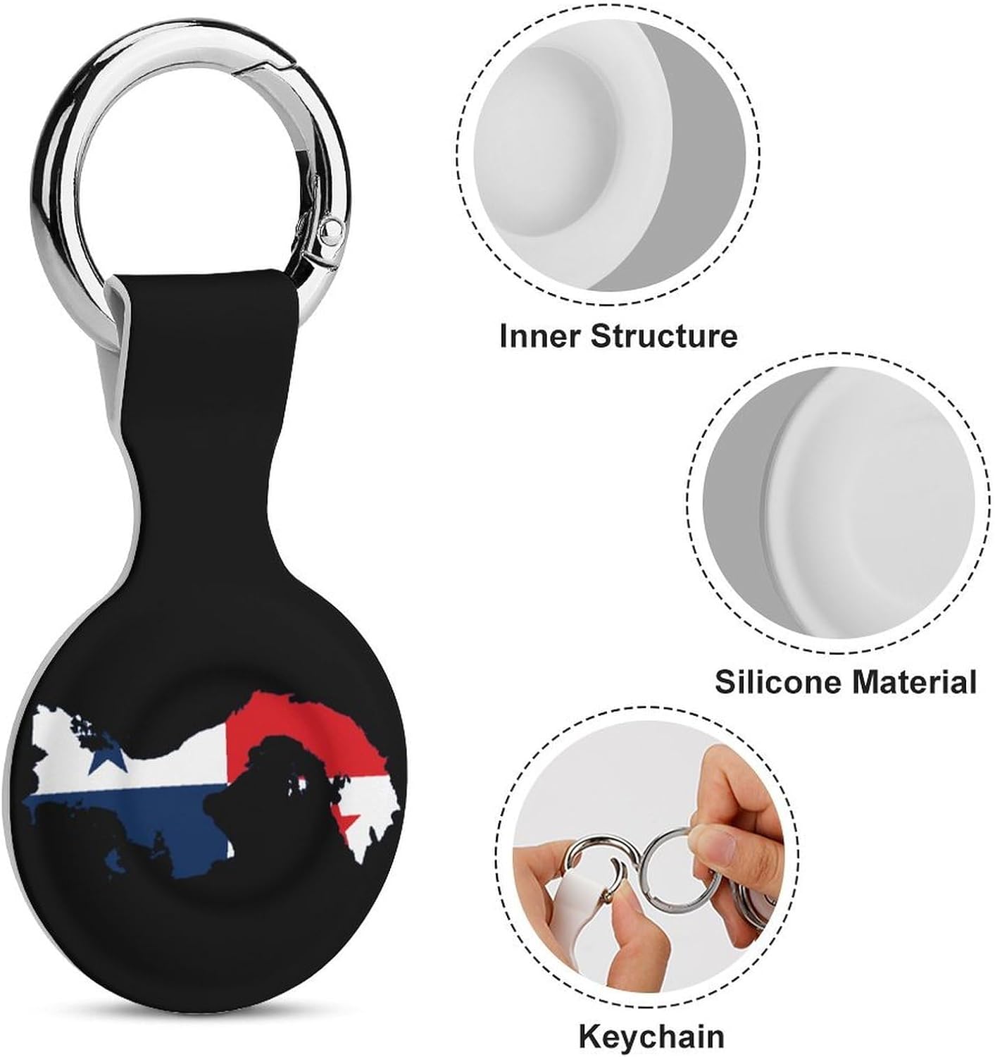 Flag Map of Panama Funny Cover Compatible with AirTag Case Protector GPS Tracker Holder with Keychain