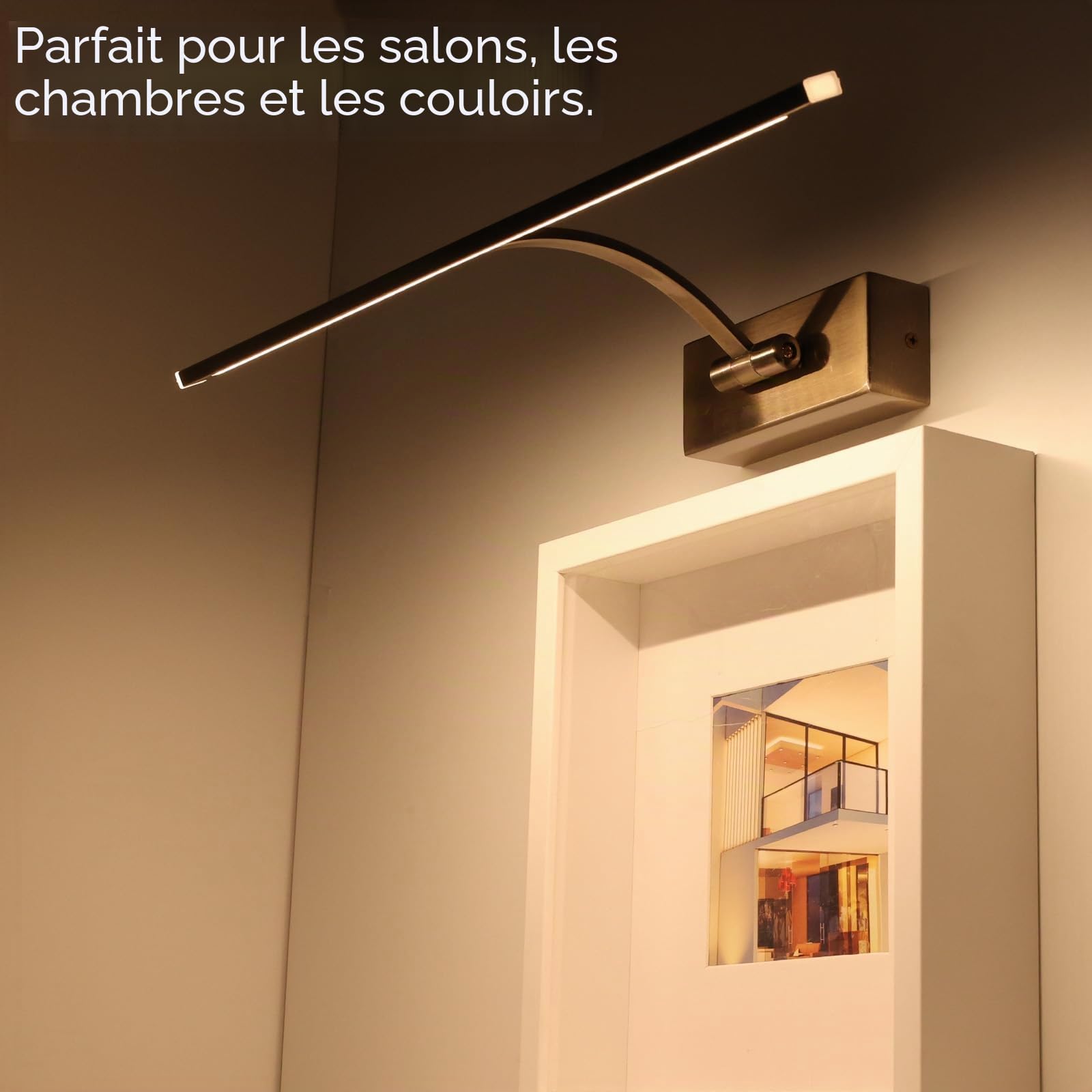 Alpinaluz Applique murale LED pour éclairage de tableaux, miroirs et meubles, 8 W, 455 mm, lumière chaude 2 700 K, angle réglable, acier avec finition bronze vieilli, driver KGP intégré