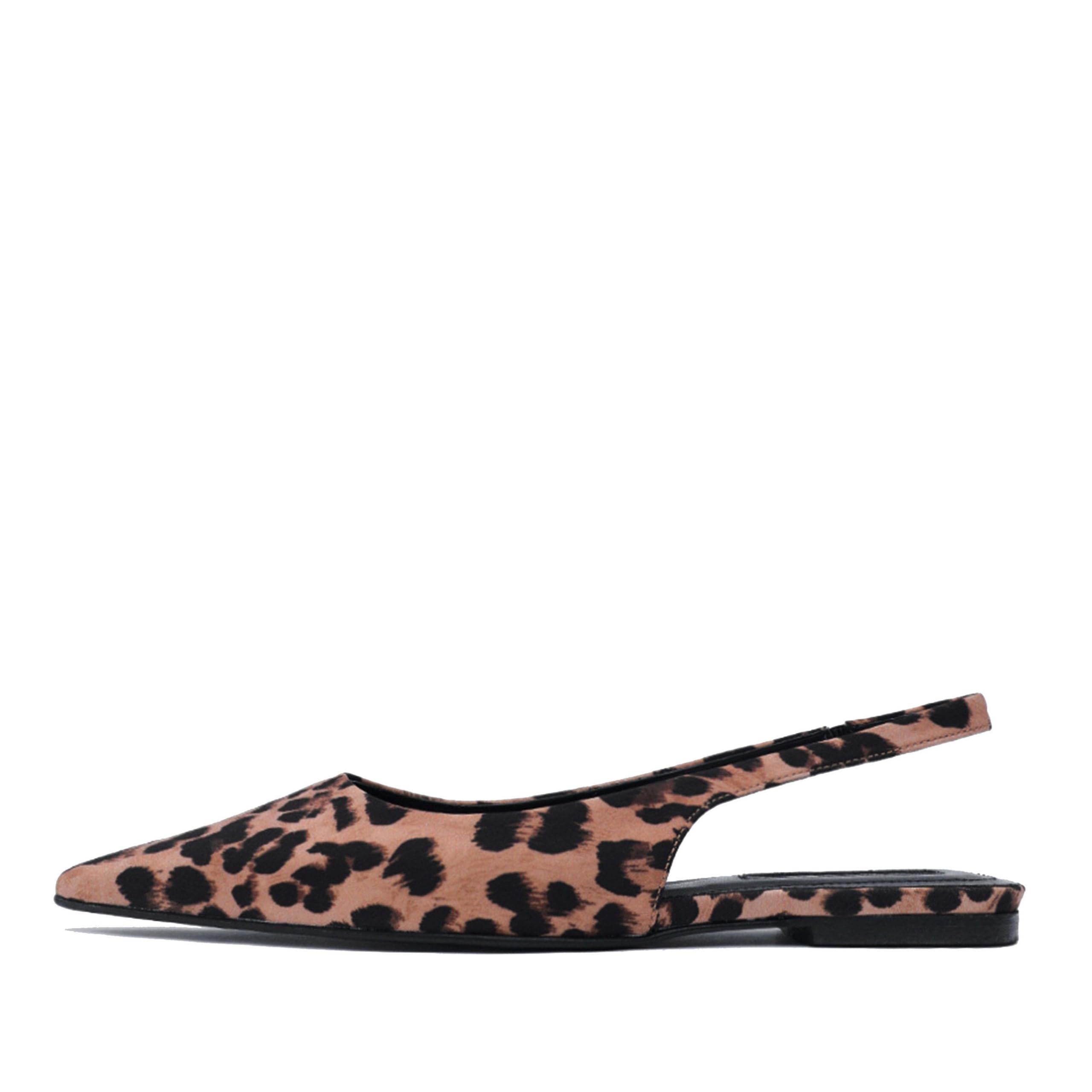 epiluta Slingback Flats for Women Slip-On Comfortable Patent Leather Shoes Fashion-Forward and Elegant Pointy Flats Animal Print
