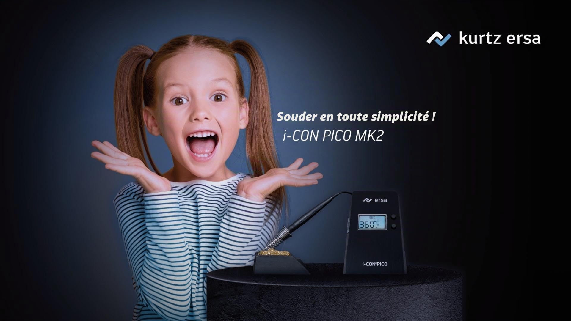 ERSA i-CON PICO MK2 Station de soudage numérique 80 W 150-450 °C avec fer à souder i-TOOL PICO MK2 léger et ergonomique avec changement TIP`N TURN + Panne à souder de 1,6 mm avec veille automatique