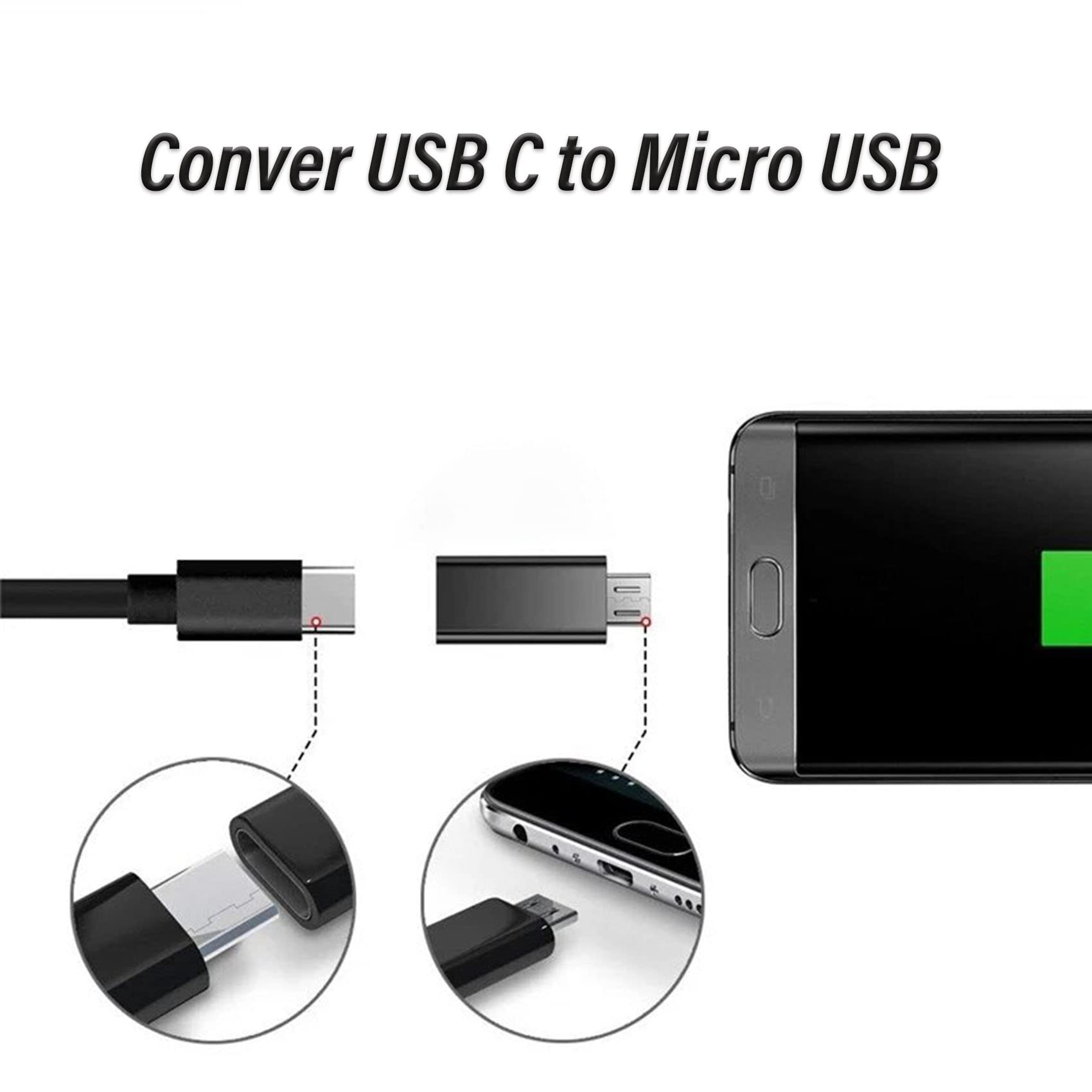 Adattatore USB C a USB 3.0 OTG [4 pezzi], , Adattatore USB C a Micro USB, Trasferimento Dati per MacBook, Phone 13 12, Galaxy S9