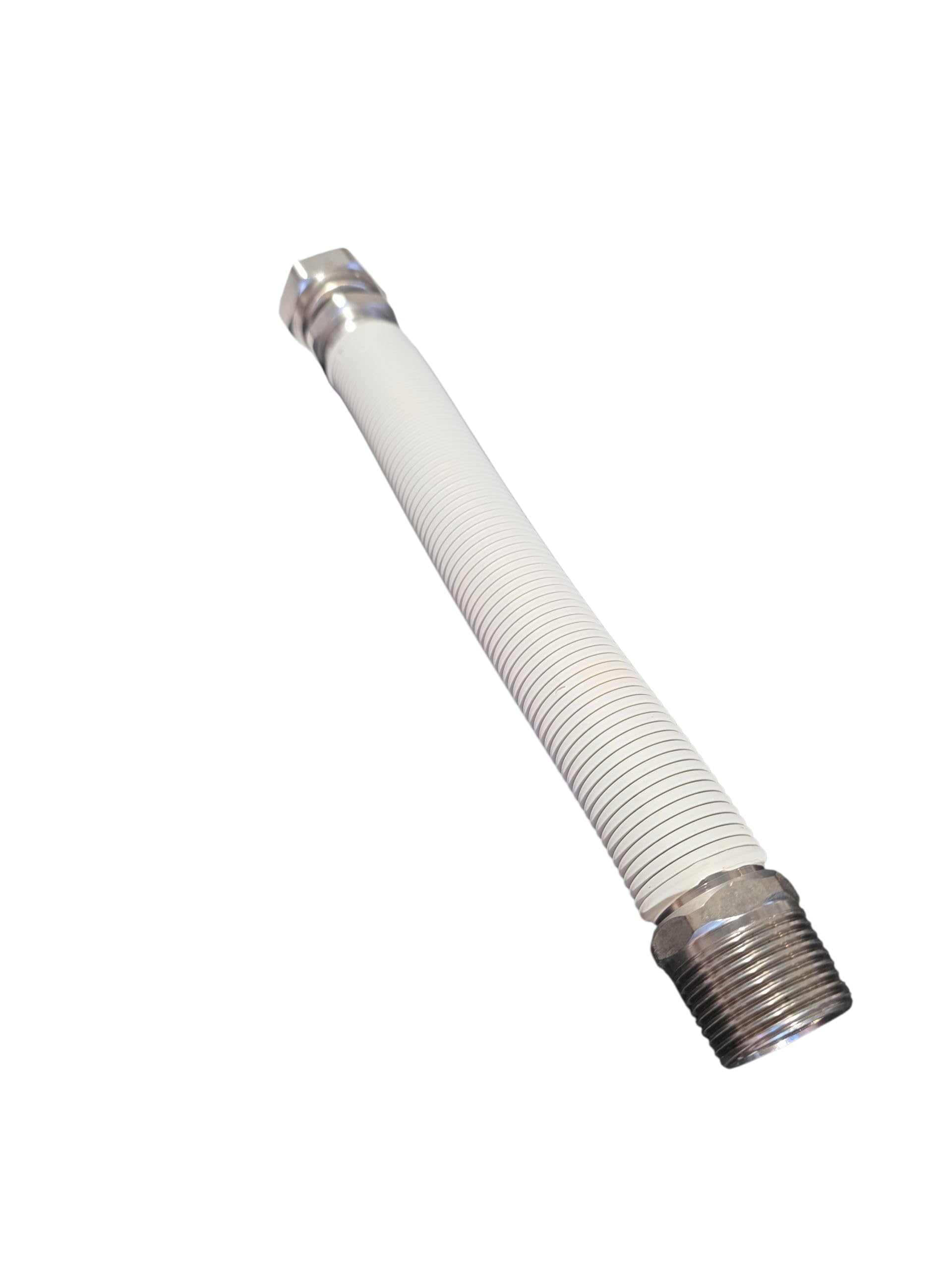 HM | Giunto Acqua Flessibile per Caldaia MF 1/2" e 3/4" Rivestito Bianco Estensibile | Lunghezze da 130 a 420 mm | Resistente Alte Temperature, Guarnizioni Incluse (MF 1/2" 130x220mm)
