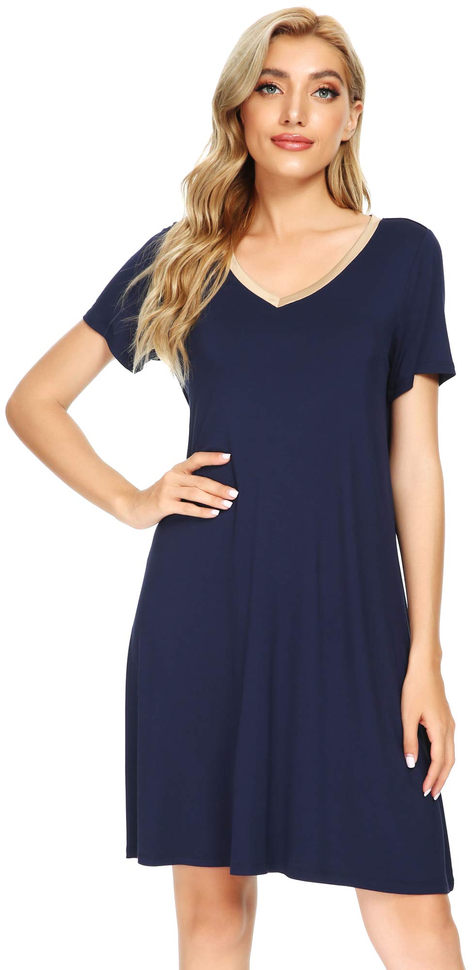 Women's Bamboo Viscose Pajama Set – Soft V-Neck Sleepwear, Short Sleeve Top & Pants, S-XXL
