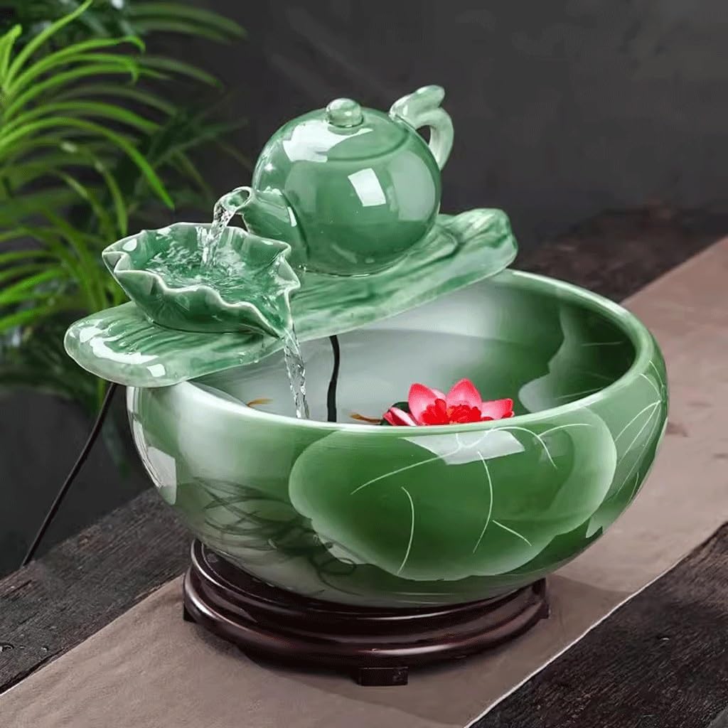 Fish Bowls Hydroponic Plant Container Chinese Ceramic Fish Tank Living Room Fountain Tabletop Flowing Water Ornaments Fish Tank Household Fish Basin Aquarium Entry Fish Tank (Size : Medium)