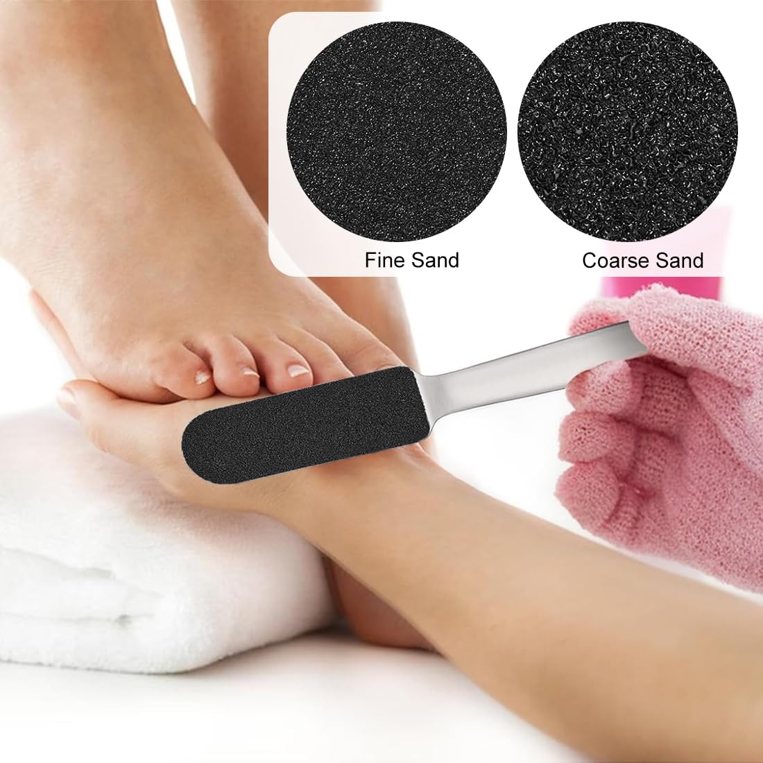 1 lima para pies con 20 recambios de lima para pedicura, lima para pies de acero inoxidable con papel de lija de repuesto, removedor de callos de acero inoxidable para piel seca