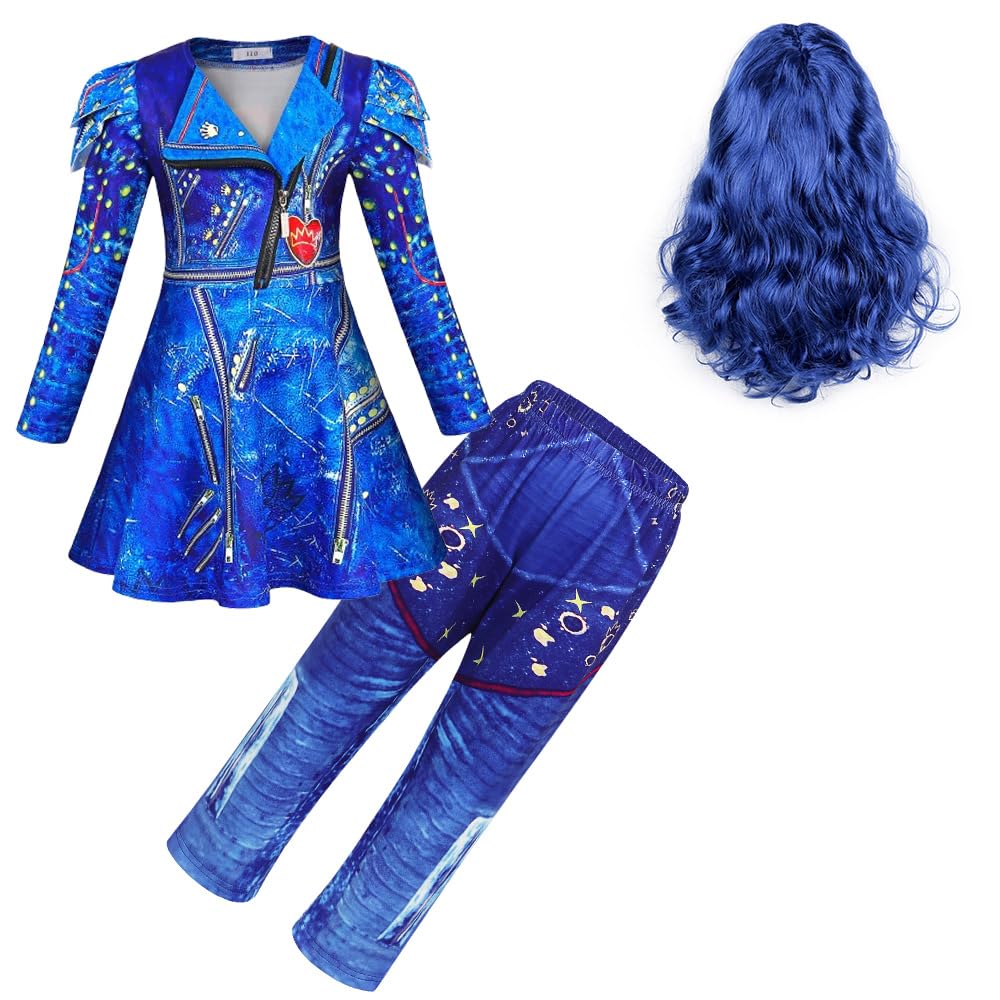 Berich Blue Costume Princess Set with Pants Girls Dressing up Kids Halloween Christmas Role Play Theme Party Outfit Princess Costumes 10-12 Years(Blue,150)