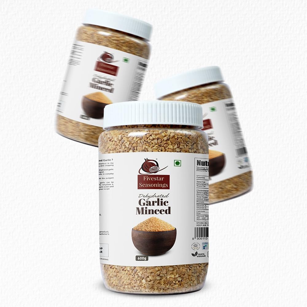 Nutty Fivestar Seasoning Minced Dried Garlic In Fresh, 100% Natural, Rich In Iron, Easy To Cook, 0% Trans-Fat Dehydrated Garlic Flakes (600G) 3