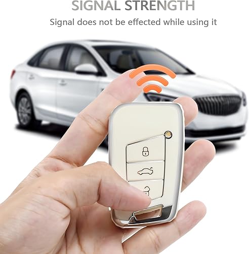 Miniatura 5 de OFFCURVE Cubierta de llavero de TPU para VW D5+llavero, Plateado blanco