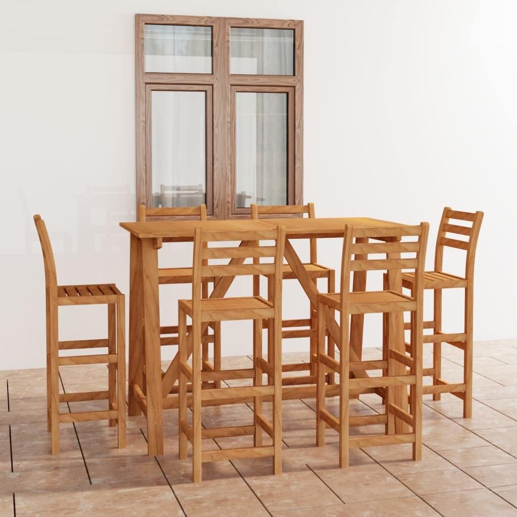 7 Piece Patio Bar Set Solid Acacia Wood,Outdoor Patio furnature,Outdoor Furniture,Patio Set,Balcony Furniture,for Patio,Garden,Poolside,Backyard
