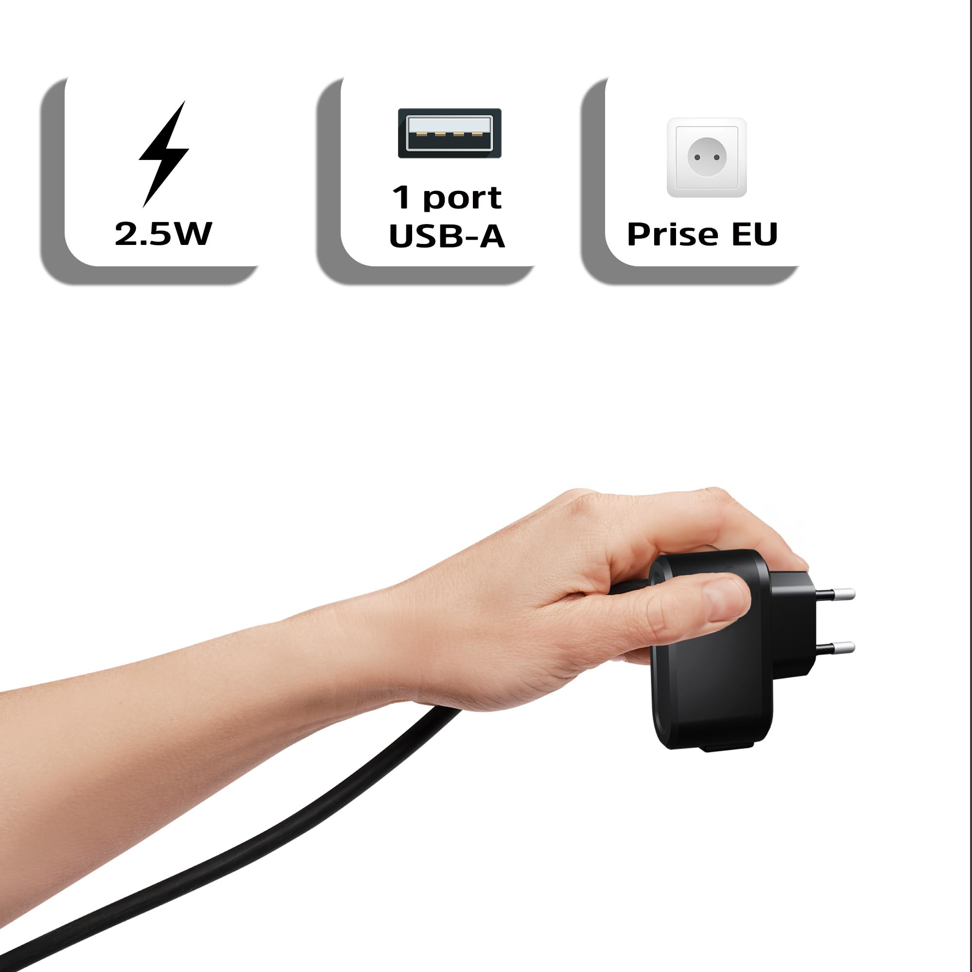 Energizer - Caricabatterie universale per telefono a chiave - 2,5 W - 1 porta USB-A - Nero - Spina EU