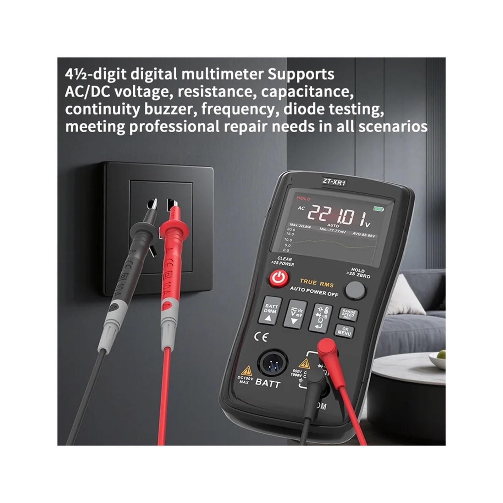 Tester Wielofunkcyjny, Mierniki rezystancji ZT-XR1, precyzyjny multimetr cyfrowy, tester wewnętrznej akumulatora, przenośny elektryczny(English)