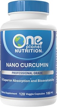 One Planet Nutrition Nano Curcumin 100 mg Capsules 120 Count, Turmeric Extract, Nano for High Absorption, Supports Overall Health, Non-GMO, Vegan, Gluten-Free