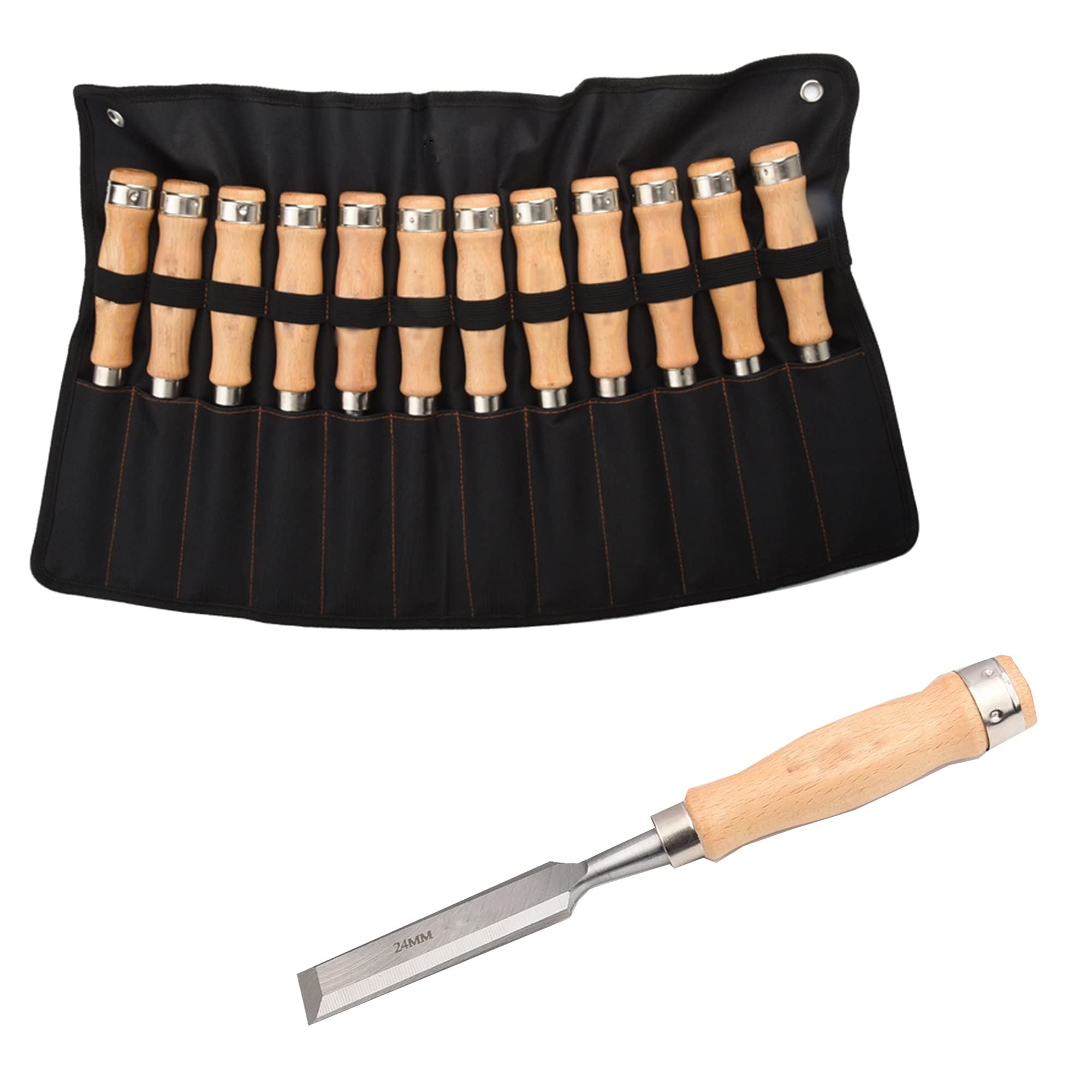 Formones para Madera 12 Cinceles Para Madera Acero al Cromo Vanadio Formones para Madera para Tallar Madera Carpintería Recortar Los Bordes Juego de formones para madera