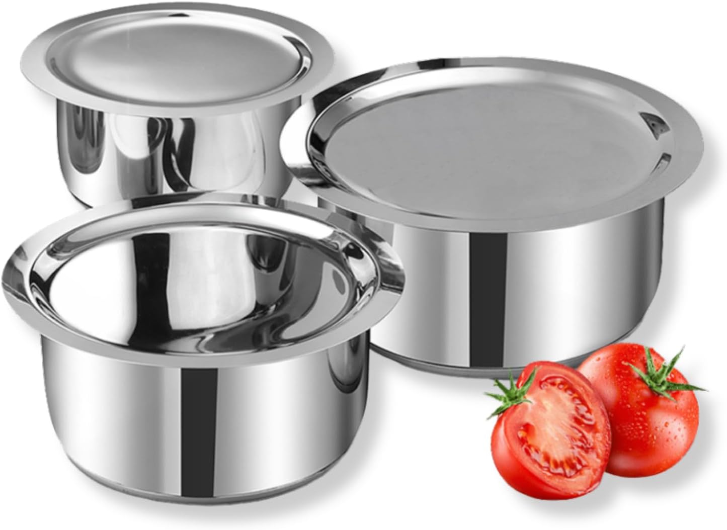 3pc Tope Set 1 L, 1.4 L & 1.8 L with lid (Induction Friendly)
