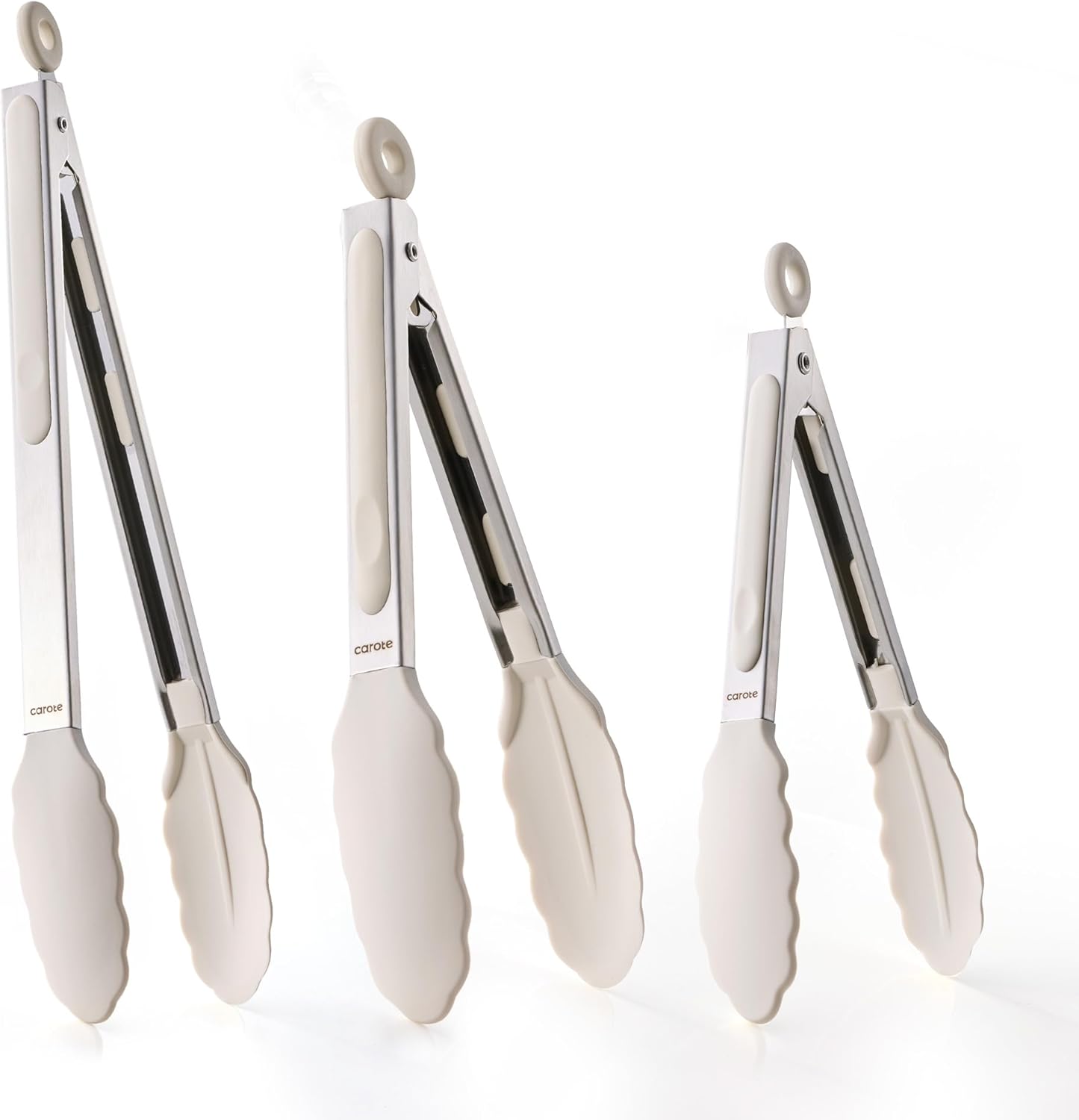 Heat-Resistant Stainless Steel Kitchen Tongs Set with Silicone Tips (3 Sizes) Heat-Resistant Stainless Steel Kitchen Tongs Set with Silicone Tips (3 Sizes)