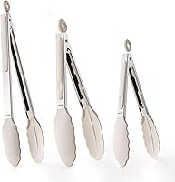 CAROTE Kitchen Tongs Set of 3 (7" 9" 12") - Heat-Resistant Stainless Steel with Non-Scratch Silicone Tips for Nonstick Pans & BBQ