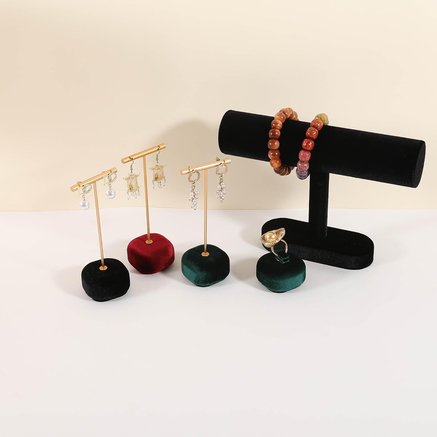 Velvet Earring T Bar Stand Jewelry Display, Earring Display Holder for Selling, Jewelry Storage Organizer【Black】