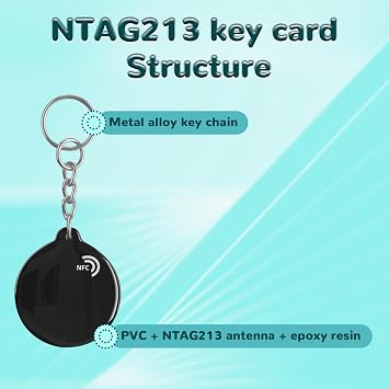 BABIQT 5pcs NFC Keyfobs Tags Black NTAG213 NFC Keychain Rewritable NFC Cards 137 Bytes Memory Compatible with All NFC-Enabled Smartphones & Device