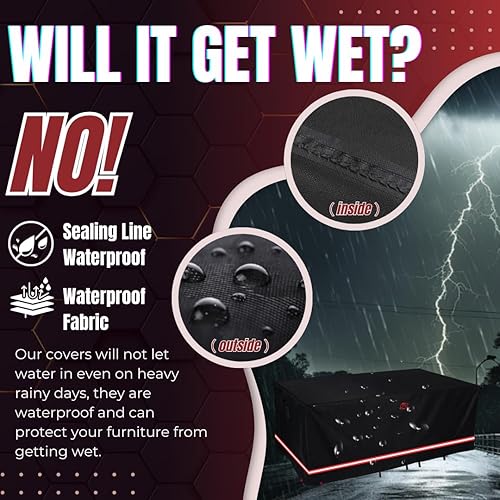 Miniatura 8 de Juego de fundas para muebles de patio, rectangular, resistente, duradera, impermeable, resistente a los rayos UV, antidecoloración, para mesa de