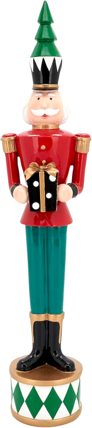 SARO LIFESTYLE Resin Soldier with Tree Figurine – Christmas Nutcracker Holiday Décor, 18", Multicolored