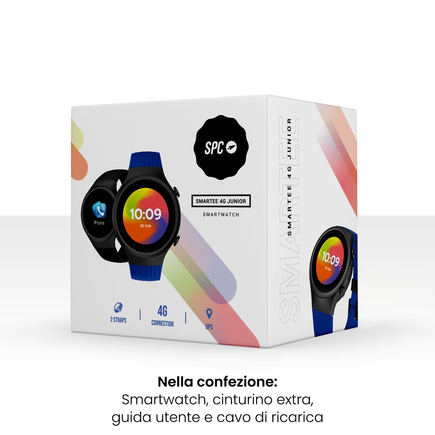SPC Smartee 4G Junior - Smartwatch bambini con GPS, videochiamate e tasto SOS | Display da 1,2", doppio braccialetto blu e nero, modalità tracker | Modalità scuola | Gestito via app Smart Clan