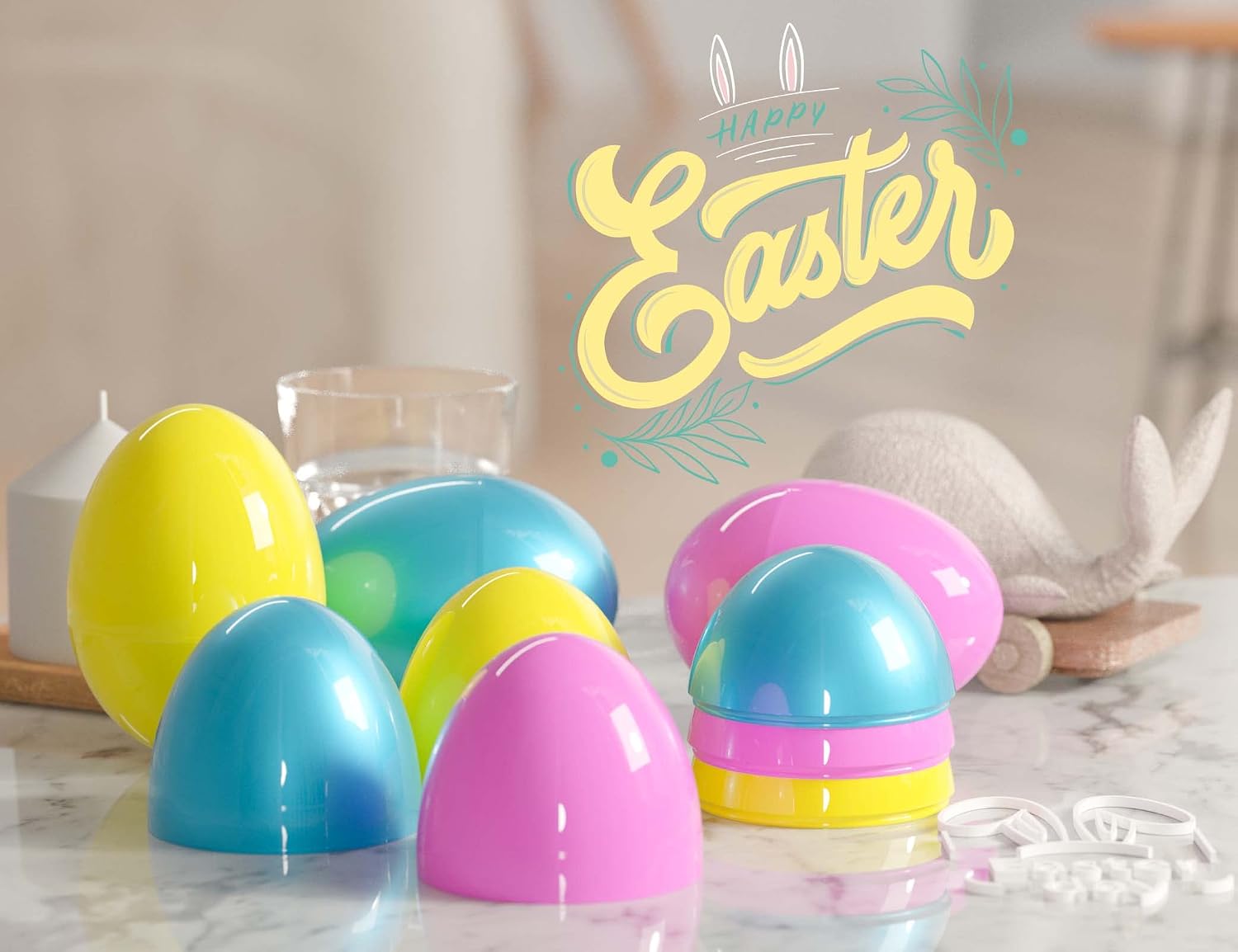 KIDPAR 6Pcs 6.5" Easter Eggs,Jumbo Plastic Eggs with Assorted Bright Colors, for Kids Toddlers,Gift Basket Stuffers Fillers,Easter Decorations,Egg Hunt Supplies,Filling Treats Toys,Theme Party Favor